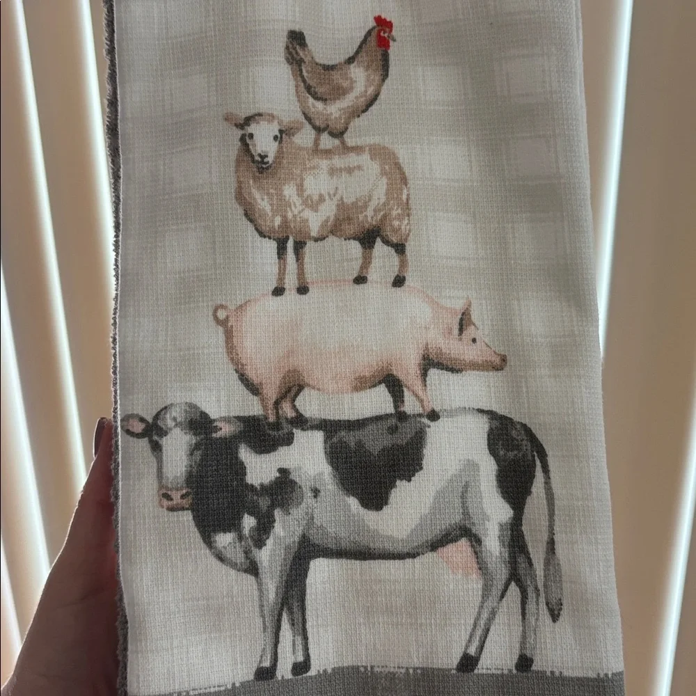 🐓🐑🐖 Farmhouse Kitchen Towel Set – Set of 3 🐄🤍